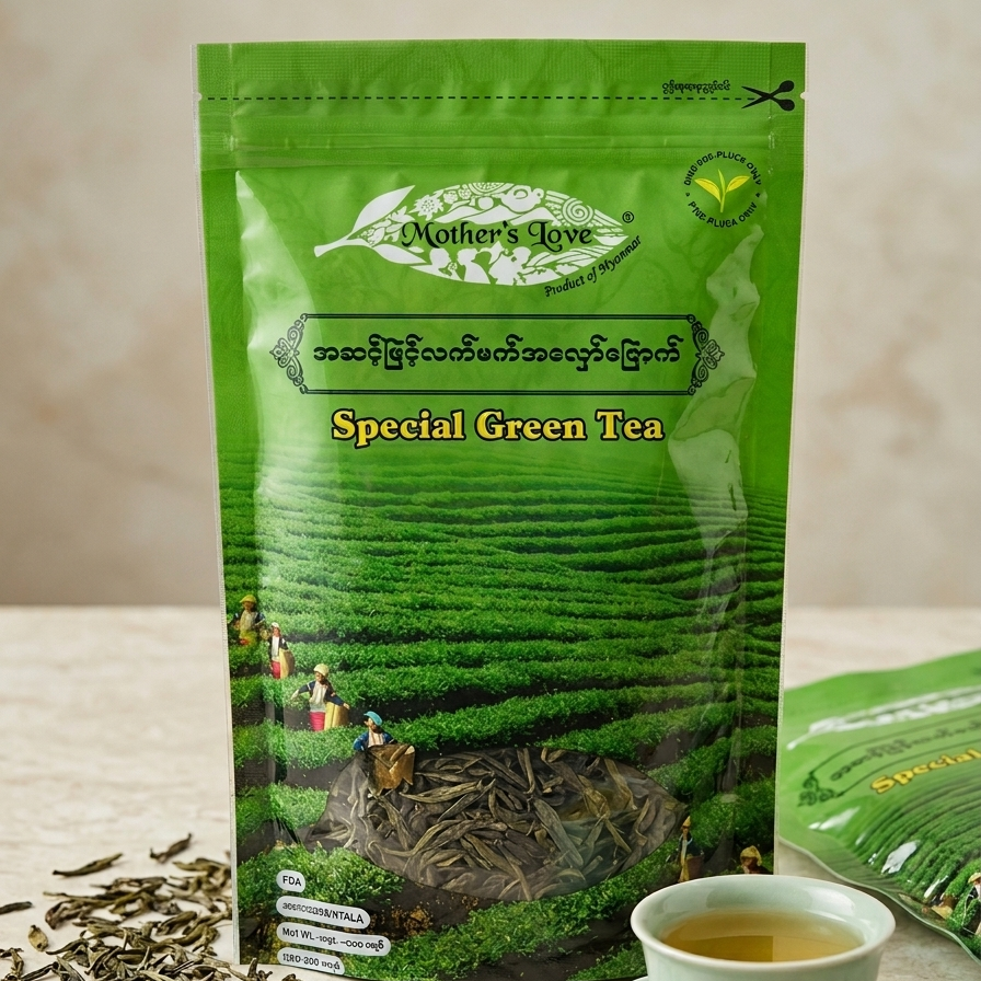 Mother's love special green tea လက်ဖက်ခြောက်